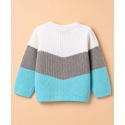 Babyhug Knit Full Sleeves Sweater and Pant Set with Color Block - Blue