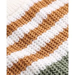 Babyhug Knit Full Sleeves Sweater and Pant Set with Stripes - Mustard, Green
