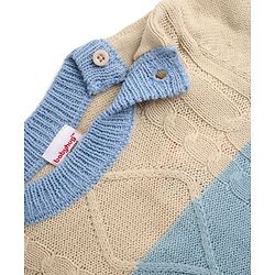 Babyhug Knit Full Sleeves Sweater and Pant Set with Color Block & Cable Knit - Blue