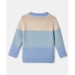 Babyhug Knit Full Sleeves Sweater and Pant Set with Color Block & Cable Knit - Blue