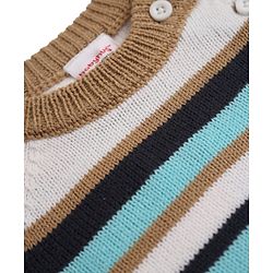 Babyhug Knit Full Sleeves Sweater and Pant Set with Stripes - Blue