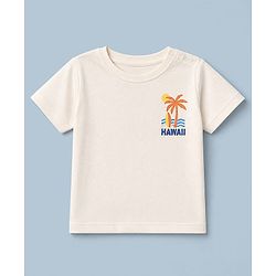 Babyhug 100% Cotton Single Jersey Knit Half Sleeves T-Shirt and Shorts with Palm Tree Print - White