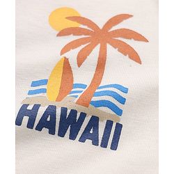 Babyhug 100% Cotton Single Jersey Knit Half Sleeves T-Shirt and Shorts with Palm Tree Print - White