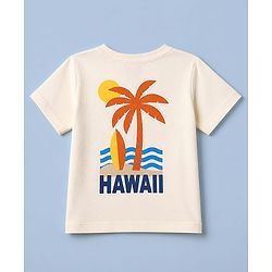 Babyhug 100% Cotton Single Jersey Knit Half Sleeves T-Shirt and Shorts with Palm Tree Print - White