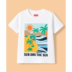 Babyhug Single Jersey Knit Half Sleeves Sunny Day Printed T-Shirt & Shorts Set - White