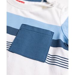 Babyhug 100% Cotton Single Jersey Knit Half Sleeves T-Shirt and Shorts with Stripes and 68 Text Print - White