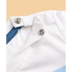 Babyhug 100% Cotton Single Jersey Knit Half Sleeves T-Shirt and Shorts with Stripes and 68 Text Print - White