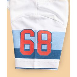 Babyhug 100% Cotton Single Jersey Knit Half Sleeves T-Shirt and Shorts with Stripes and 68 Text Print - White