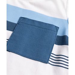 Babyhug 100% Cotton Single Jersey Knit Half Sleeves T-Shirt and Shorts with Stripes and 68 Text Print - White