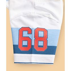Babyhug 100% Cotton Single Jersey Knit Half Sleeves T-Shirt and Shorts with Stripes and 68 Text Print - White