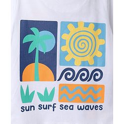Babyhug 100% Cotton Knit Half Sleeves Beach Theme Printed T-Shirt & Shorts Set -White & Blue