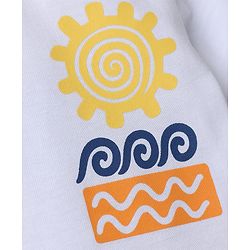 Babyhug 100% Cotton Knit Half Sleeves Beach Theme Printed T-Shirt & Shorts Set -White & Blue