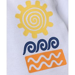 Babyhug 100% Cotton Knit Half Sleeves Beach Theme Printed T-Shirt & Shorts Set -White & Blue