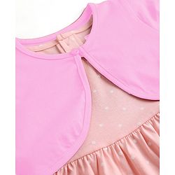 Babyhug Knit Half Sleeves Shrug With Strawberry Printed Frock - Pink
