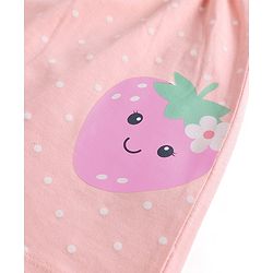 Babyhug Knit Half Sleeves Shrug With Strawberry Printed Frock - Pink
