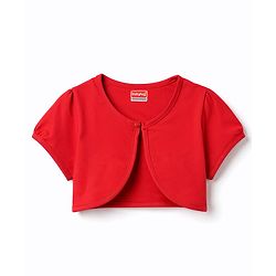 Babyhug Knit Half Sleeves Shrug With Strawberry Printed Frock - Pink
