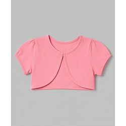 Babyhug Cotton Knit Half Sleeves Heart Printed Frock with Shrug - Pink