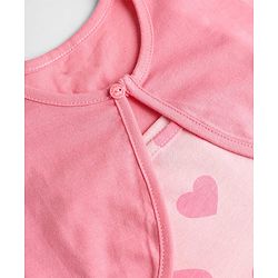 Babyhug Cotton Knit Half Sleeves Heart Printed Frock with Shrug - Pink