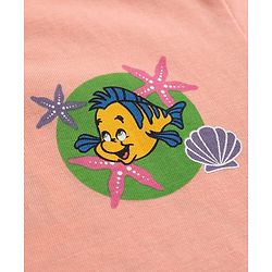 Babyhug Disney Single Jersey Knit Half Sleeve T-Shirt & Shorts With Disney Princess Front And Back Graphic - Pink & Lavender
