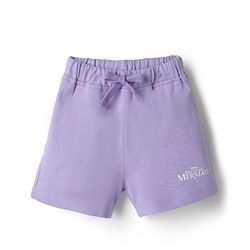 Babyhug Disney Single Jersey Knit Half Sleeve T-Shirt & Shorts With Disney Princess Front And Back Graphic - Pink & Lavender
