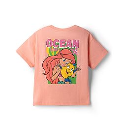 Babyhug Disney Single Jersey Knit Half Sleeve T-Shirt & Shorts With Disney Princess Front And Back Graphic - Pink & Lavender
