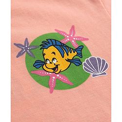 Babyhug Disney Single Jersey Knit Half Sleeve T-Shirt & Shorts With Disney Princess Front And Back Graphic - Pink & Lavender