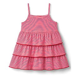 Babyhug Single Jersey Knit Full Sleeves Striped Frock with Shrug - Red