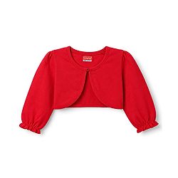 Babyhug Single Jersey Knit Full Sleeves Striped Frock with Shrug - Red