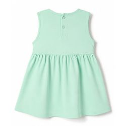 Babyhug Single Jersey Knit Half Sleeves Cat Printed Frock With Shrug - Green