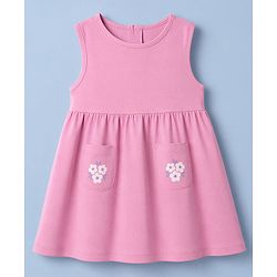 Babyhug Single Jersey Knit Half Sleeves Floral Printed Frock with Shrug - Pink
