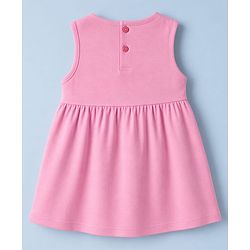 Babyhug Single Jersey Knit Half Sleeves Floral Printed Frock with Shrug - Pink