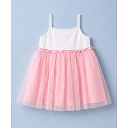 Babyhug Cotton Knit Half Sleeves Frock with Shrug & Deer Floral Print - Pink