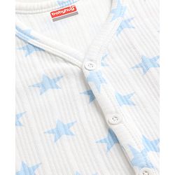 Babyhug Knit Full Sleeves Front Open Thermal Inner Wear Set with Star Print - White