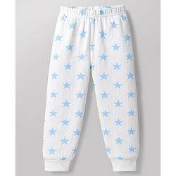 Babyhug Knit Full Sleeves Front Open Thermal Inner Wear Set with Star Print - White