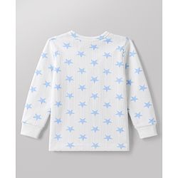 Babyhug Knit Full Sleeves Front Open Thermal Inner Wear Set with Star Print - White