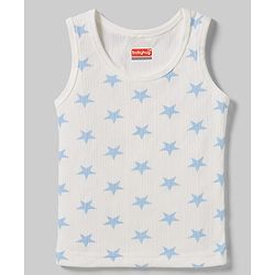 Babyhug Knit Full Sleeves Star Printed Thermal Wear Set with Vest - Off White