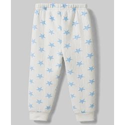 Babyhug Knit Full Sleeves Star Printed Thermal Wear Set with Vest - Off White