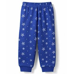 Babyhug Knit Full Sleeves Front Open Snow Flakes Printed Co-Ords Thermal Inner Wear Set - Blue