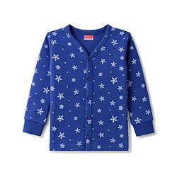 Babyhug Knit Full Sleeves Front Open Snow Flakes Printed Co-Ords Thermal Inner Wear Set - Blue