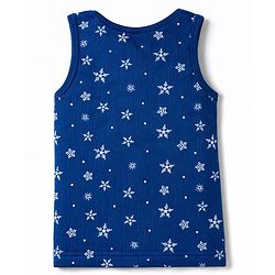 Babyhug Knit Full Sleeves Snowflakes Printed Thermal Pullover Vest & Leggings - Blue