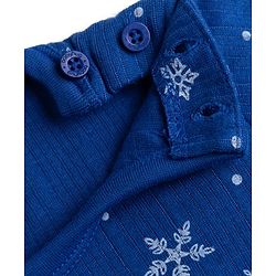 Babyhug Knit Full Sleeves Snowflakes Printed Thermal Pullover Vest & Leggings - Blue