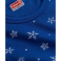 Babyhug Knit Full Sleeves Snowflakes Printed Thermal Pullover Vest & Leggings - Blue