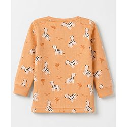 Babyhug Cotton Knit Full Sleeves Round neck Thermal Inner Wear With Zebra Print - Orange