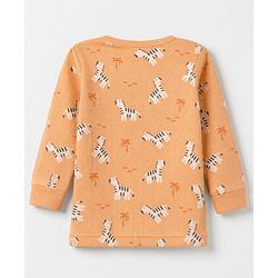 Babyhug Cotton Knit Full Sleeves Round neck Thermal Inner Wear With Zebra Print - Orange