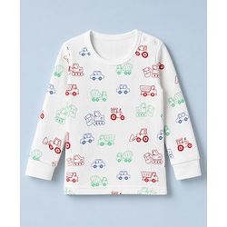 Babyhug  Knit Full Sleeves Thermal Inner Wear Set with JCB Print -  White
