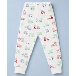 Babyhug  Knit Full Sleeves Thermal Inner Wear Set with JCB Print -  White