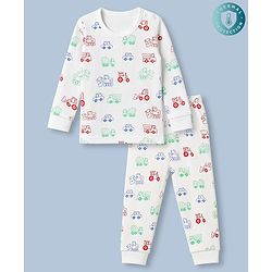 Babyhug  Knit Full Sleeves Thermal Inner Wear Set with JCB Print -  White
