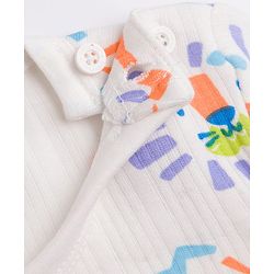 Babyhug Knit Full Sleeves Animal Printed Thermal Wear Set - OffWhite