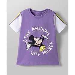 Babyhug Disney Single Jersey Knit T-Shirts with Half Sleeves and Mickey Mouse Print Pack of 2  - White