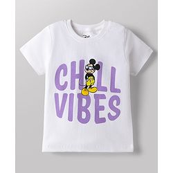 Babyhug Disney Single Jersey Knit T-Shirts with Half Sleeves and Mickey Mouse Print Pack of 2  - White